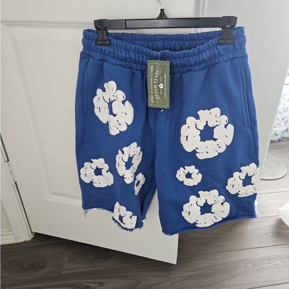 Blue Floral Men's Jogger Shorts